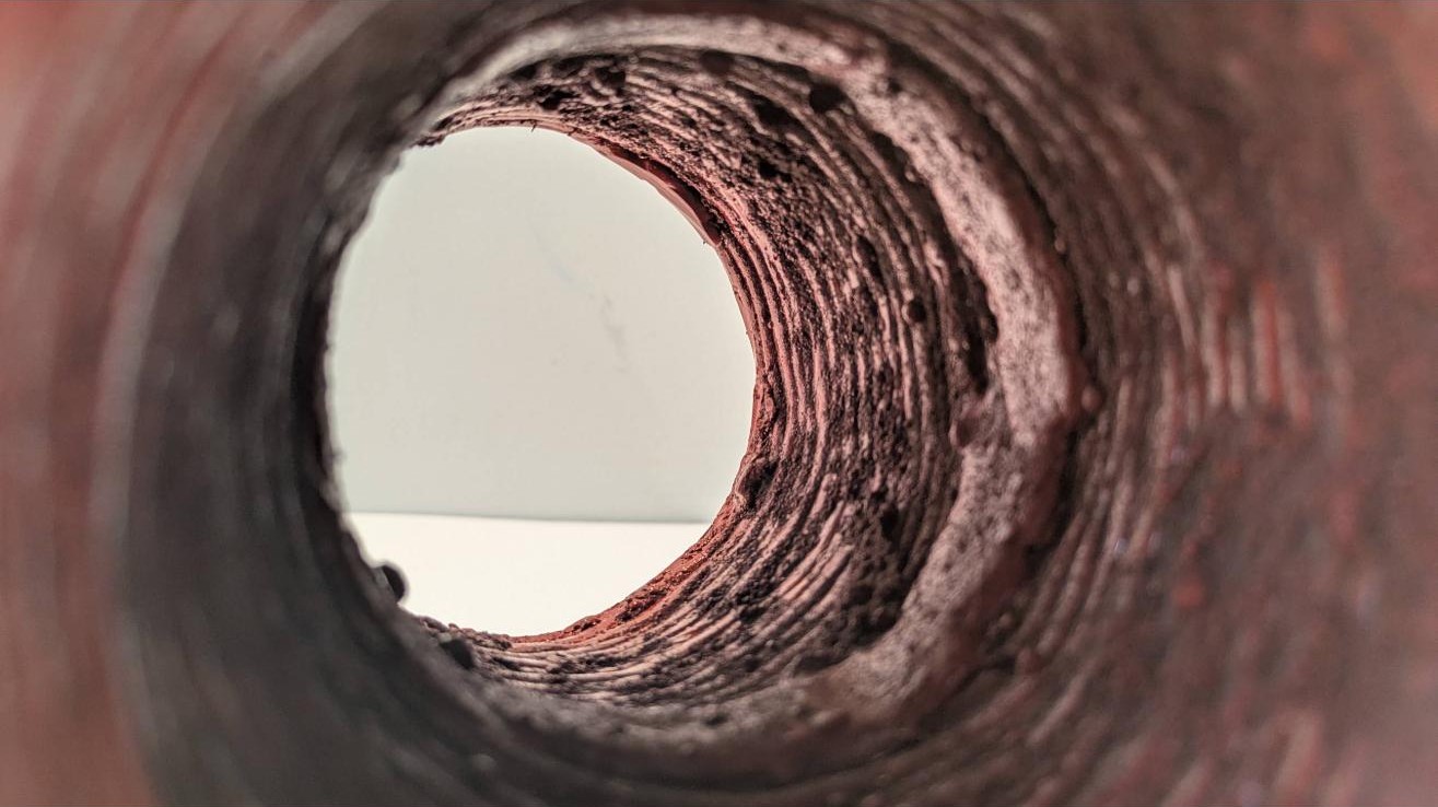 Close view into the bore of a fabricated Hrd67 component: continuous circumferential weld beads, as deposited